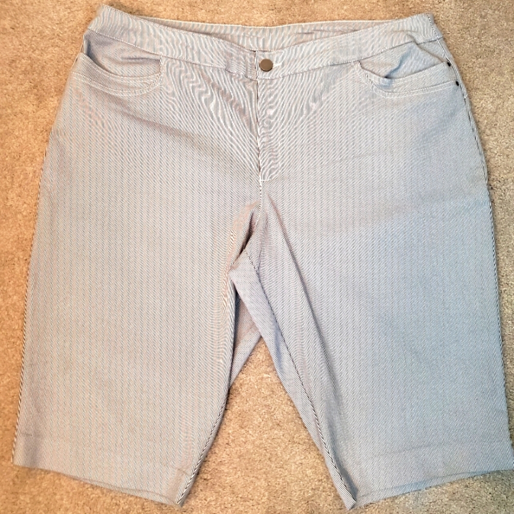 EC 20W Capris Pants Navy/White Pinstripe CJ Banks